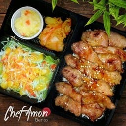 ้ข้าวหน้าคอหมูย่างซอส