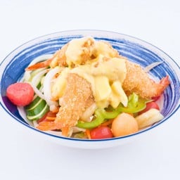 สลัดกุ้งทอดผลไม้