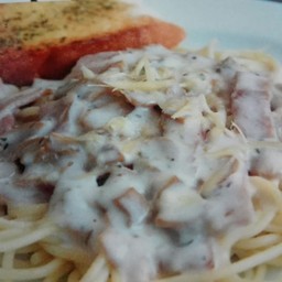 สปาเก็ตตี้ครีมซอสขาว (Spaghetti White Cream Sauce)