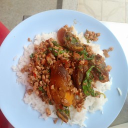 กะเพราหมู+ไข่เยี่ยวม้า