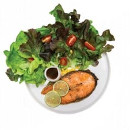 สเต็กแซลมอนซอสจิ้มแจ่ว Salmon Steak With Spicy Lemon Sauce