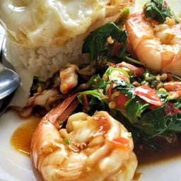 ข้าวราดผัดกะเพรากุ้ง