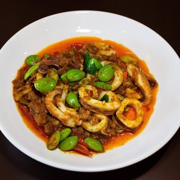 สะตอ หมึกหมูสับ ผัดพริกแกง