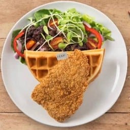 สันในหมูชุปเกล็ดขนมปังทอดวอฟเฟิล