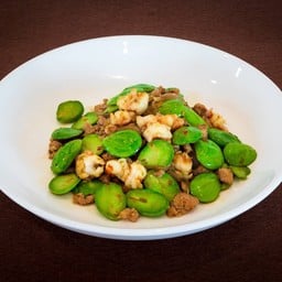 ผัดสะตอกุ้งหมูสับ ผัดกะปิ