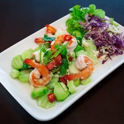 ยำคะน้ากุ้งสด