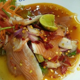 ยำปลาร้าแซ่บ ปลาแซลมอน