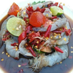 ยำปลาร้าแซ่บ กุ้งสด