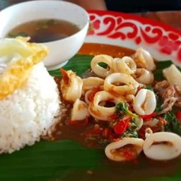 กะเพราปลาหมึกไข่ดาว