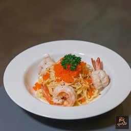 สปาเก็ตตี้ครีมซอสไข่กุ้ง