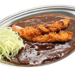 ข้าวแกงกะหรี่กุ้งชุบแป้งทอด