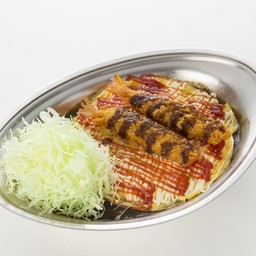 ข้าวแกงกะหรี่ออมเล็ตกุ้งชุบแป้งทอด