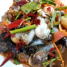 ตำหอยแครงหอยนางรมกุ้งดิบ