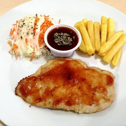 สเต็กไก่ซอสบาร์บีคิว