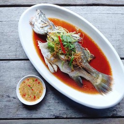 ปลากะพงนึ่งซีอิ๊ว