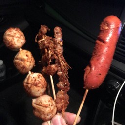 ปิ้งย่างหม่าล่า+ลูกชิ้นทอด