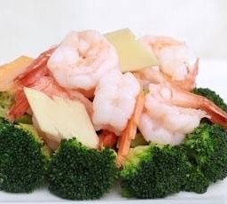 ผักบรอคโคลี่ผัดกุ้ง