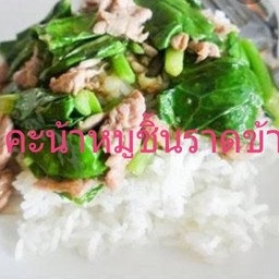 คะน้าหมูชิ้นราดข้าว