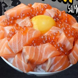 แซลมอนไซโคโระด้ง+ไข่ดองญี่ปุ่น