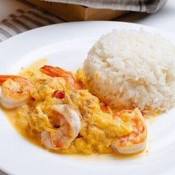 ไข่ข้นกุ้งราดข้าว