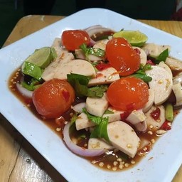 ยำหมูยอไข่แดงน้ำปลาร้า