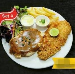 Set 4 ปลาทอด + ไก่ซอสพริกไทยดำ
