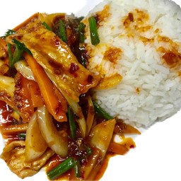 ข้าวราด ผัดพริกเผา