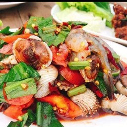 ตำหอยแครงกุ้งสด