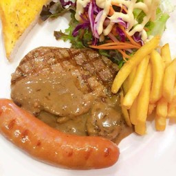 เนื้อริบอาย+ไส้กรอกหมู