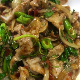 กะเพราหมูชิ้น กับข้าว