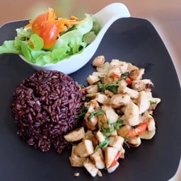 ข้าวไรซ์เบอรี่กะเพราไก่