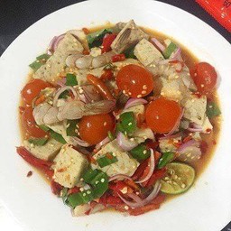 ยำหมูยอกุ้งสดน้ำปลาร้า