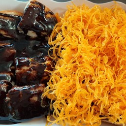 ขนมปังเนยนมช้อค+ฝอยทอง