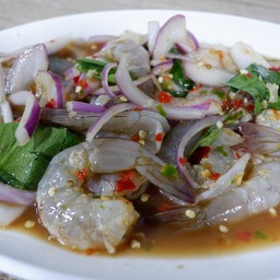 ยำกุ้งสด +หมูยอ