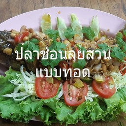 ปลากะพงลุยสวนแบบทอด