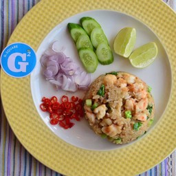 ข้าวผัดปลาเค็มกุ้งสดเสวย