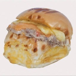 ขนมปังปิ้ง-เบอร์เกอร์ทูน่าชีสชีสลาวา