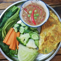 ชุดน้ำพริกกะปิ+ ไข่ชะอม