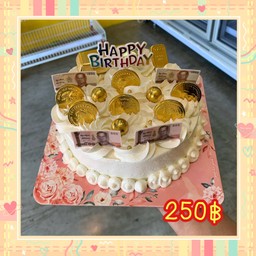 เค้กวนิลลาแต่งเงินทอง 1 P.