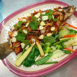 ปลากะพงลุยสวน