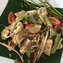 ตำซั่วหมูยอกุ้งสด/กุ้งสุก  ปลาร้า