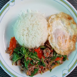 ข้าวกระเพราเนื้อ ไข่ดาว