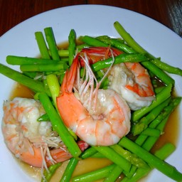หน่อไม้ฝรั่ง กุ้ง