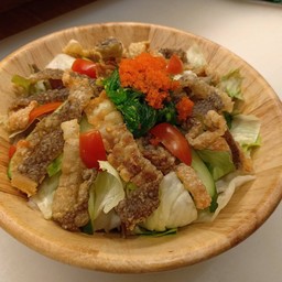 L14 สลัดหนังปลาแซลมอนการอบ