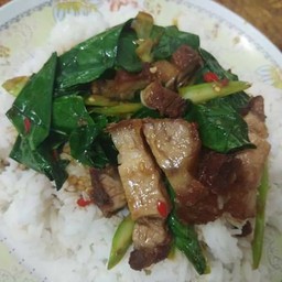 คะน้าหมูกรอบราดข้าว
