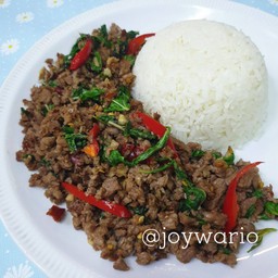 ข้าวกะเพราเนื้อ(หอม)