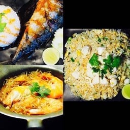 เซ็ตที่ 2 ข้าวปลาซาบะราดซ๊อสญี่ปุ่น+ข้าวผัดปู+กุ้งอบวุ้นเส้น