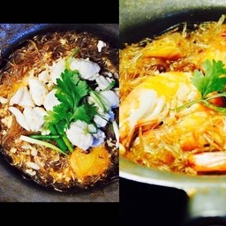 เซ็ตที่ 8 กุ้งอบวุ้นเส้น+เนื้อปูอบวุ้นเส้น