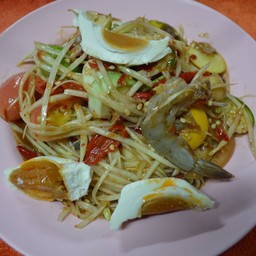 ตำกุ้งสด+ไข่เค็ม