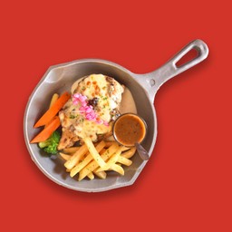 สเต็กอกไก่อบทรีโอ้มัชรูม